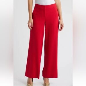 Tahari ASL Women's Wide-Leg Crepe Dress Pants In Lip Stick/ Red Size 12